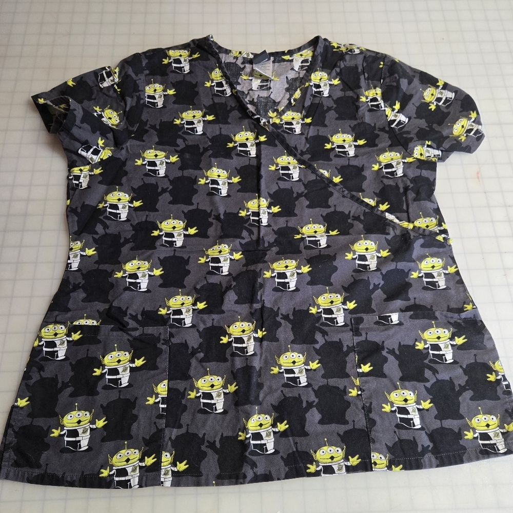 Alien Print Scrub Top